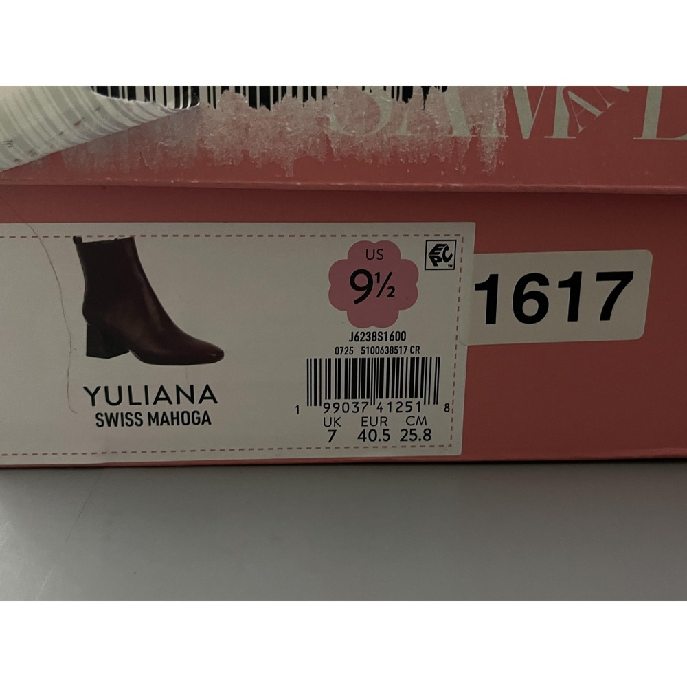 Sam & Libby Boots Womens Size 9.5 Red Yuliana Faux Leather Ankle Block Heel - Picture 7 of 8